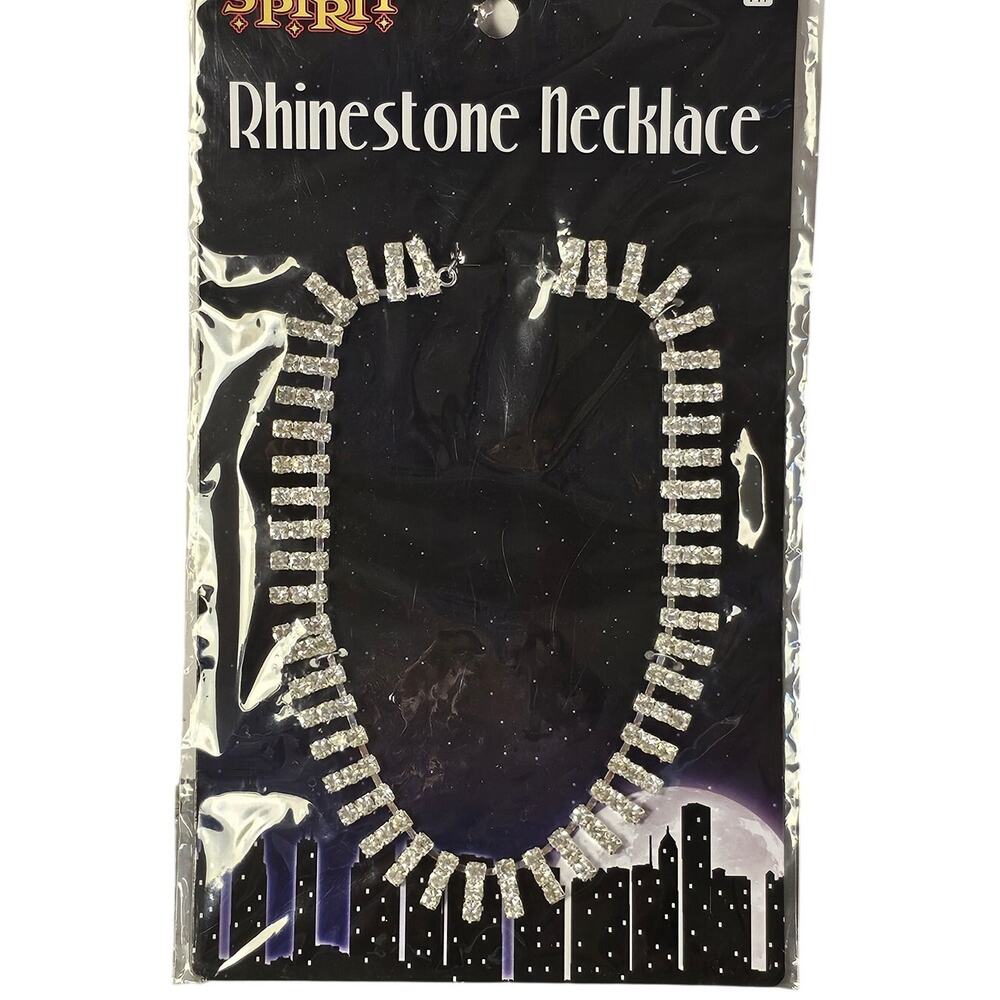 Spirit Halloween Rhinestone Necklace Silver Tone Costume Jewelry New Glam